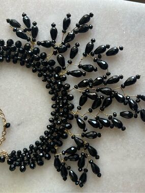 Black Beaded Statement Necklace - , Women Jewelry